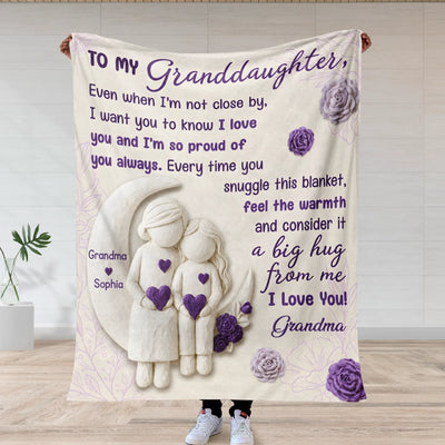 A Big Hug From Grandma - Personalized Blanket, Custom Grandma and Baby Name Blanket, Gift for Granddaughter