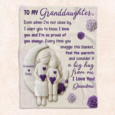 A Big Hug From Grandma - Personalized Blanket, Custom Grandma and Baby Name Blanket, Gift for Granddaughter