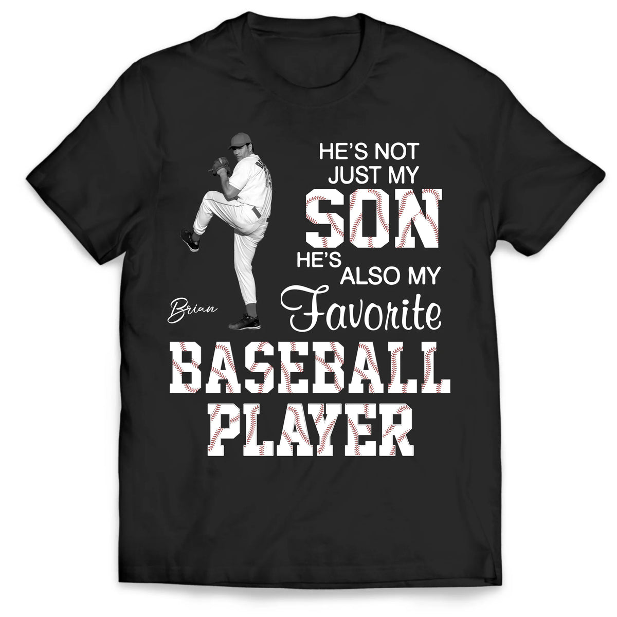 Favorite Baseball Player Grandson - Personalized T-Shirt, Custom Photo Baseball T-Shirt, Proud Grandma Gift, Baseball Fan Gift