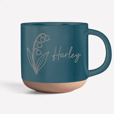 Let Your Soul Bloom - Personalized Engraved Pottery Mug, Custom Name Floral Ceramic Cup, Gift for Her