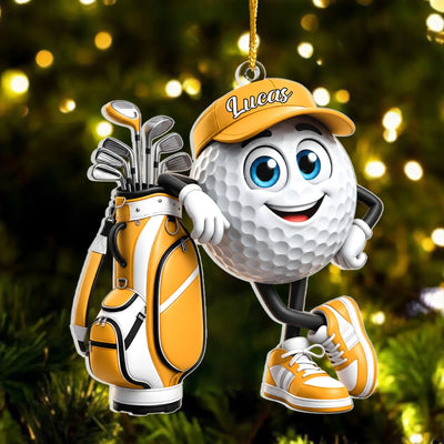Golf Is My Happy Place - Personalized Acrylic Ornament, Gift For Golf Lovers, Fun Holiday Keepsake for Golf Fans