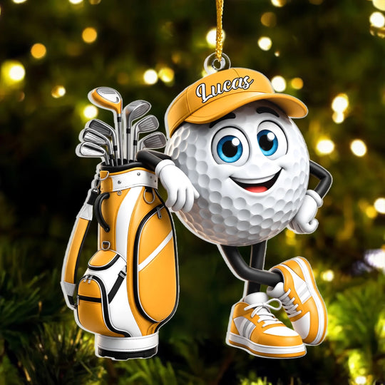 Golf Is My Happy Place - Personalized Acrylic Ornament, Gift For Golf Lovers, Fun Holiday Keepsake for Golf Fans