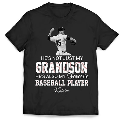 My Grandson Plays Baseball - Personalized T-Shirt, My Grandson Is My Favorite Player Grandma Shirt, Baseball Gift