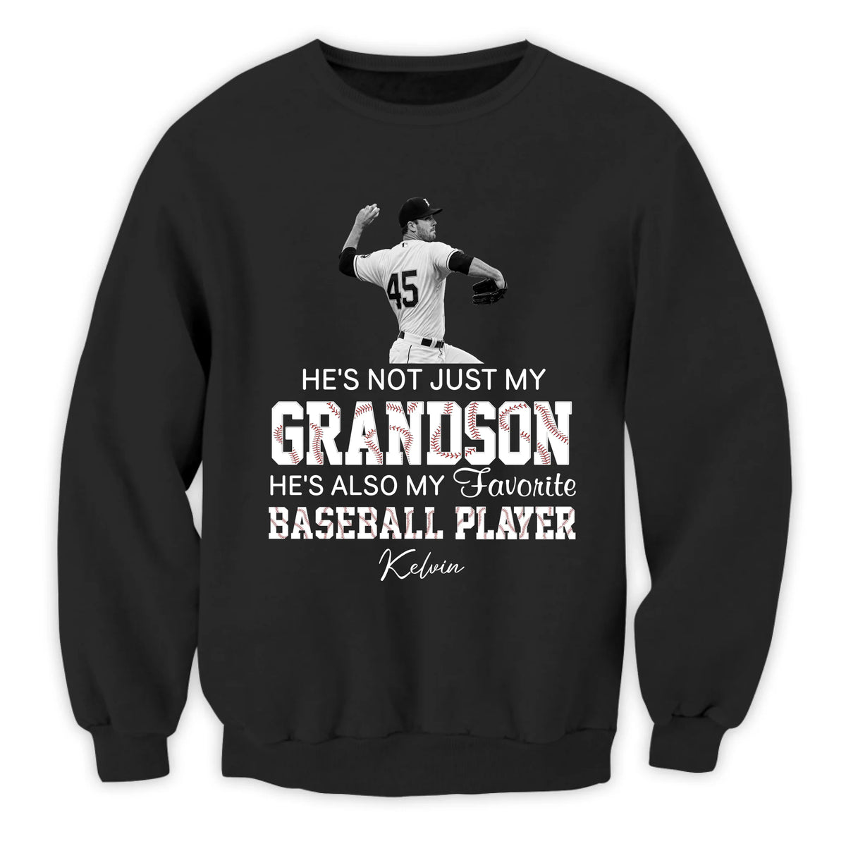 My Grandson Plays Baseball - Personalized T-Shirt, My Grandson Is My Favorite Player Grandma Shirt, Baseball Gift