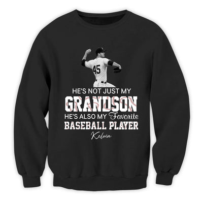 My Grandson Plays Baseball - Personalized T-Shirt, My Grandson Is My Favorite Player Grandma Shirt, Baseball Gift