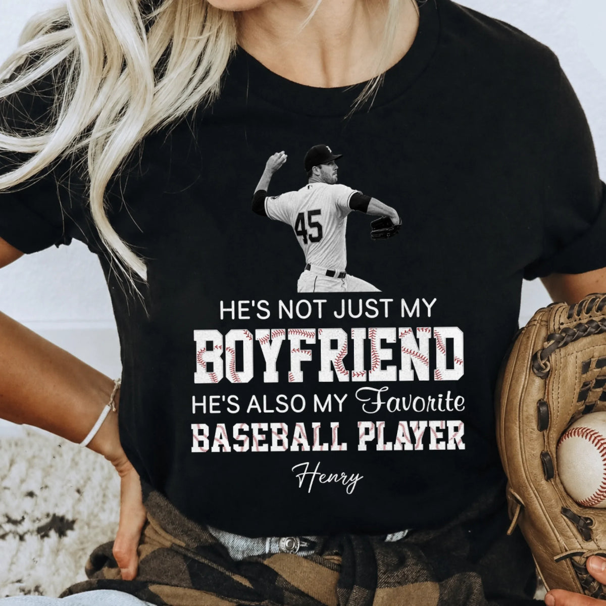 My Grandson Plays Baseball - Personalized T-Shirt, My Grandson Is My Favorite Player Grandma Shirt, Baseball Gift