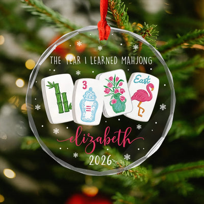 Merry Mahjong Christmas - Personalized Glass Ornament, Funny Mahjong Group Gift, Christmas Gift For Mahjong Club 2026