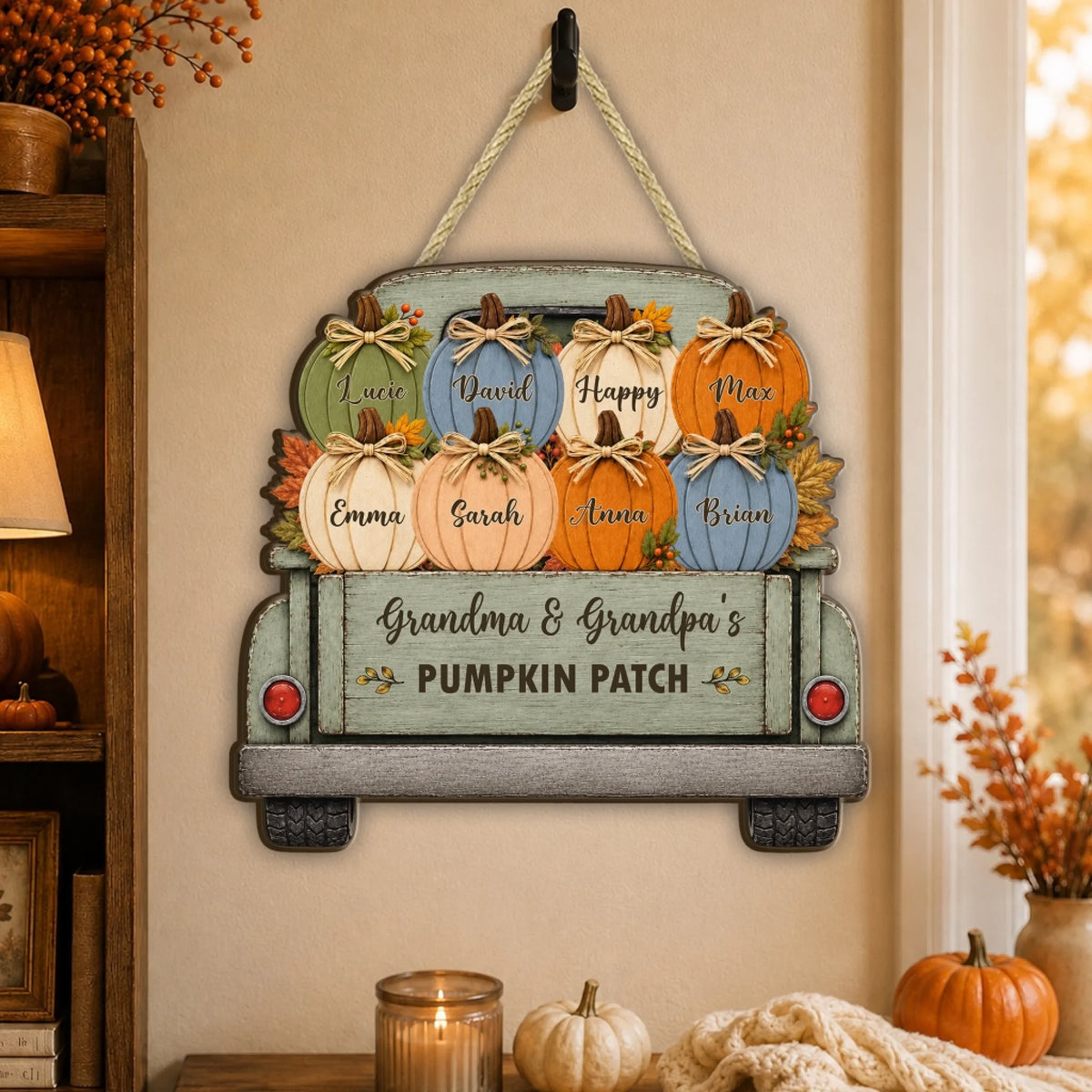 Grandma Grandpa Fall Pumpkin Patch - Personalized Wooden Sign,  Grandma Grandpa's Pumpkin Patch Door Hanger, Fall Season Decor, Fall Pumpkin Patch Sign, Grandma Thanksgiving Decor