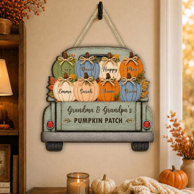 Grandma Grandpa Fall Pumpkin Patch - Personalized Wooden Sign,  Grandma Grandpa's Pumpkin Patch Door Hanger, Fall Season Decor, Fall Pumpkin Patch Sign, Grandma Thanksgiving Decor