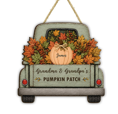 Grandma Grandpa Fall Pumpkin Patch - Personalized Wooden Sign,  Grandma Grandpa's Pumpkin Patch Door Hanger, Fall Season Decor, Fall Pumpkin Patch Sign, Grandma Thanksgiving Decor