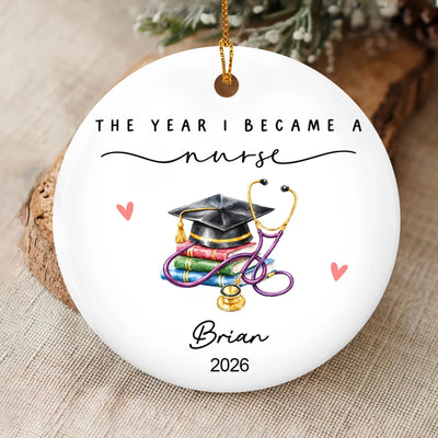 The Year I Became A Senior - Personalized Ornament, Custom Name and Year School Graduation Gift
