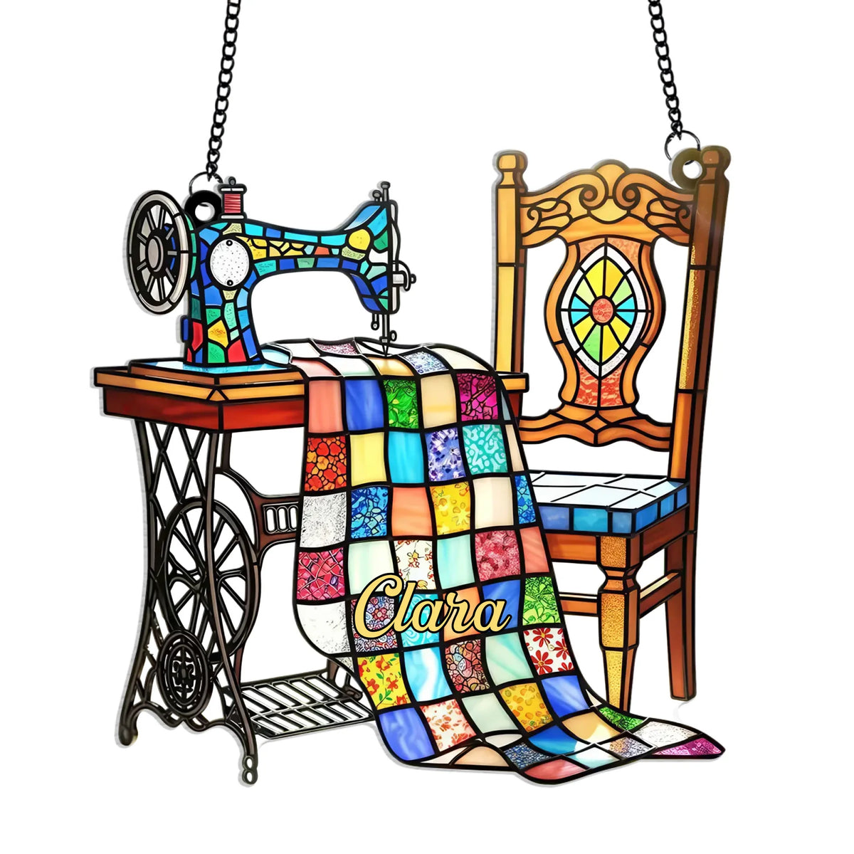 Dreamy Sewing Machine - Personalized Acrylic Suncatcher, Quilter Gift for Mom Grandma, Custom Name Sewing Lover Gift