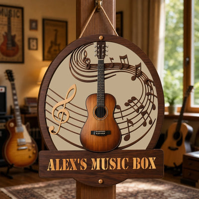 A Place Where Music Lives - Personalized Wooden Sign, Gift for Music Lovers, Custom Music Room Name
