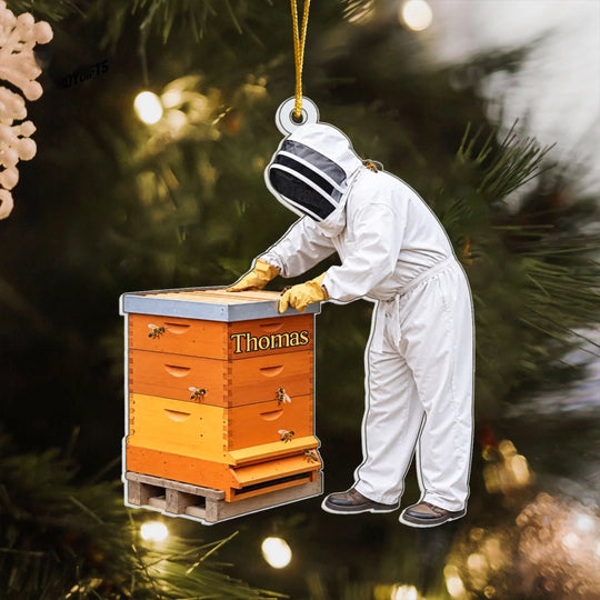 Honey Bee Keeper - Personalized Acrylic Ornament, Custom Beekeeper Acrylic Ornament with Name, Gift for Beekeepers and Bee Lovers