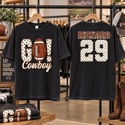 Game Day Football Mascot Polka Dots- Personalized Shirt, Custom Team Name Tee, Distressed Game Day , Sports Fan Tee, Gift for Football Mom
