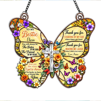 You Are The Sister Of My Soul - Personalized Acrylic Suncatcher, Custom Name Bestie Window Suncatcher, Gift for Sisters