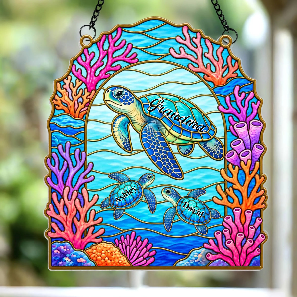 Coral Reef FrameIn A Word Full Of Grandma Be A Nana - Personalized Acrylic Suncatcher,  Gift For Grandma, Nana Coral Reef Frame Silhouette Decor