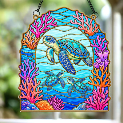 Coral Reef FrameIn A Word Full Of Grandma Be A Nana - Personalized Acrylic Suncatcher,  Gift For Grandma, Nana Coral Reef Frame Silhouette Decor
