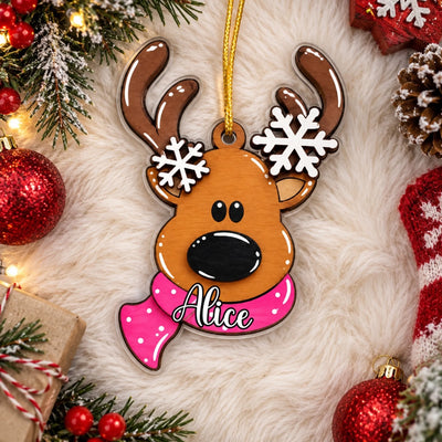 Cute Reindeer - Personalized Acrylic Ornament, Christmas Decor, Personalized Family Christmas Reindeer