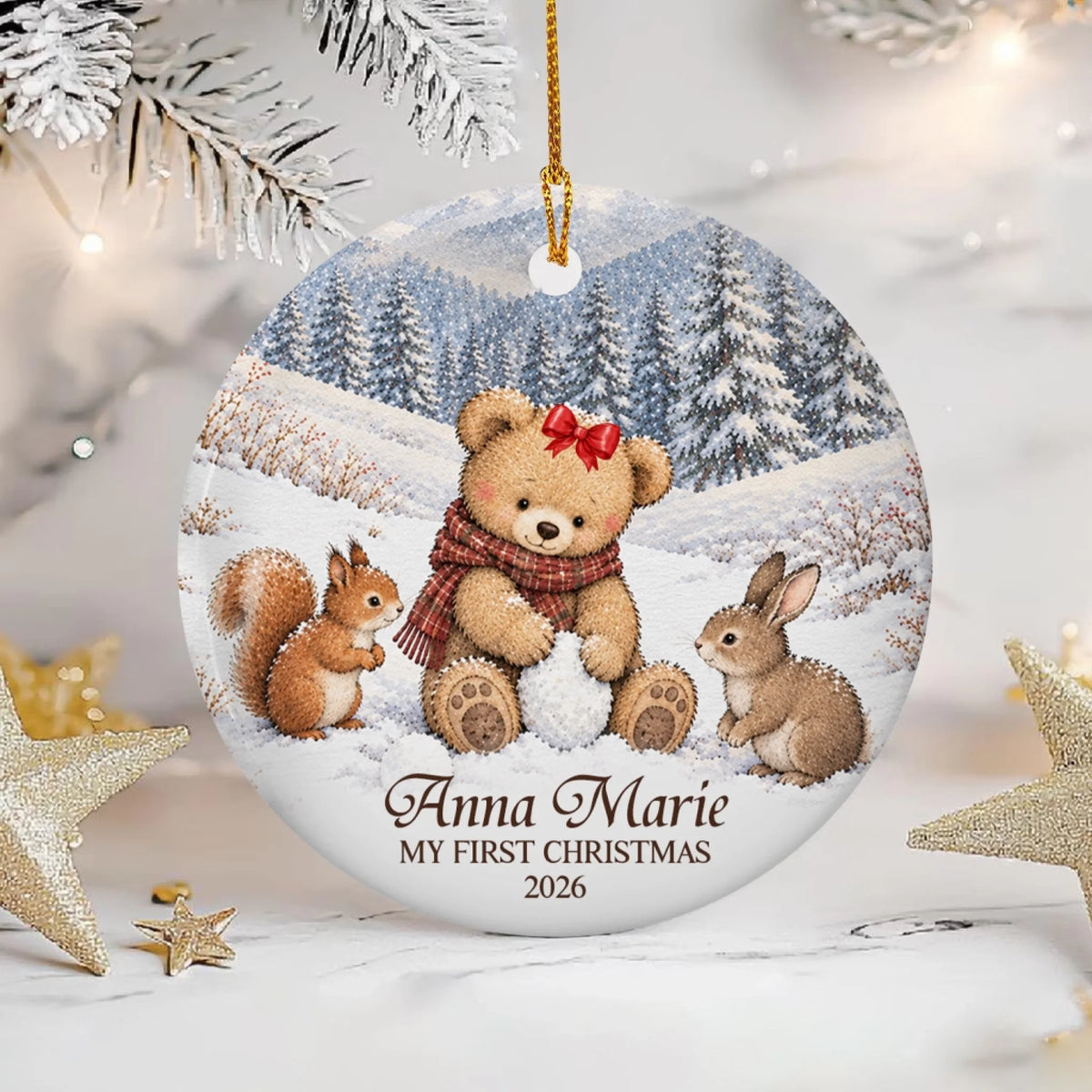 My First Christmas - Personalized Ceramic Ornament, Newborn Ceramic Gifts Custom Name and Date