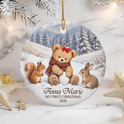 My First Christmas - Personalized Ceramic Ornament, Newborn Ceramic Gifts Custom Name and Date