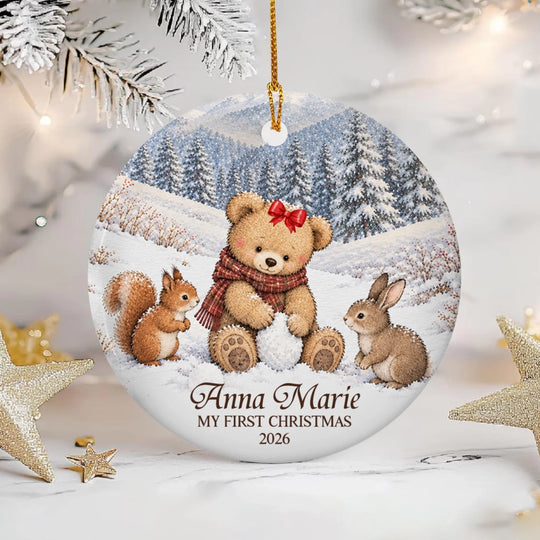 My First Christmas - Personalized Ceramic Ornament, Newborn Ceramic Gifts Custom Name and Date