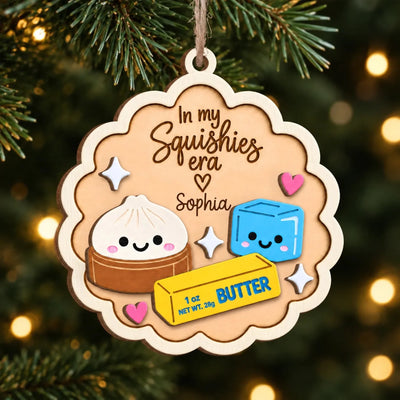 In My Squishies - Personalized Wooden Ornament,  Kids Ornament, Butter Dumpling Ice Cube Ornament