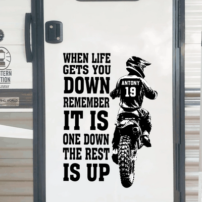 When Life Gets You Down Remember It's One Down The Rest Is Up - Personalized Decal, Car Sticker Gift For Dirt Bike Lovers