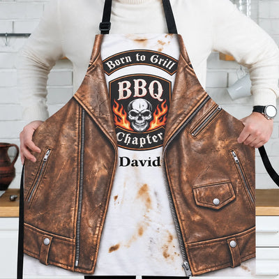 Born to Grill - Personalized Apron, Custom Funny Grilling Gift, BBQ Lover Gift