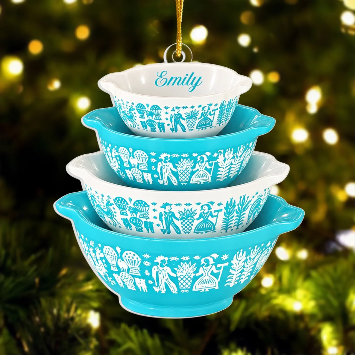 Pyrex-Inspired Miniature Cinderella Bowl - Personalized Acrylic Ornament, Retro Kitchen Christmas Decor