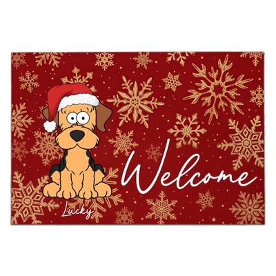 Welcome Christmas With Dog - Personalized Doormat, Custom Dog and Name Doormat, Christmas Decor for Family