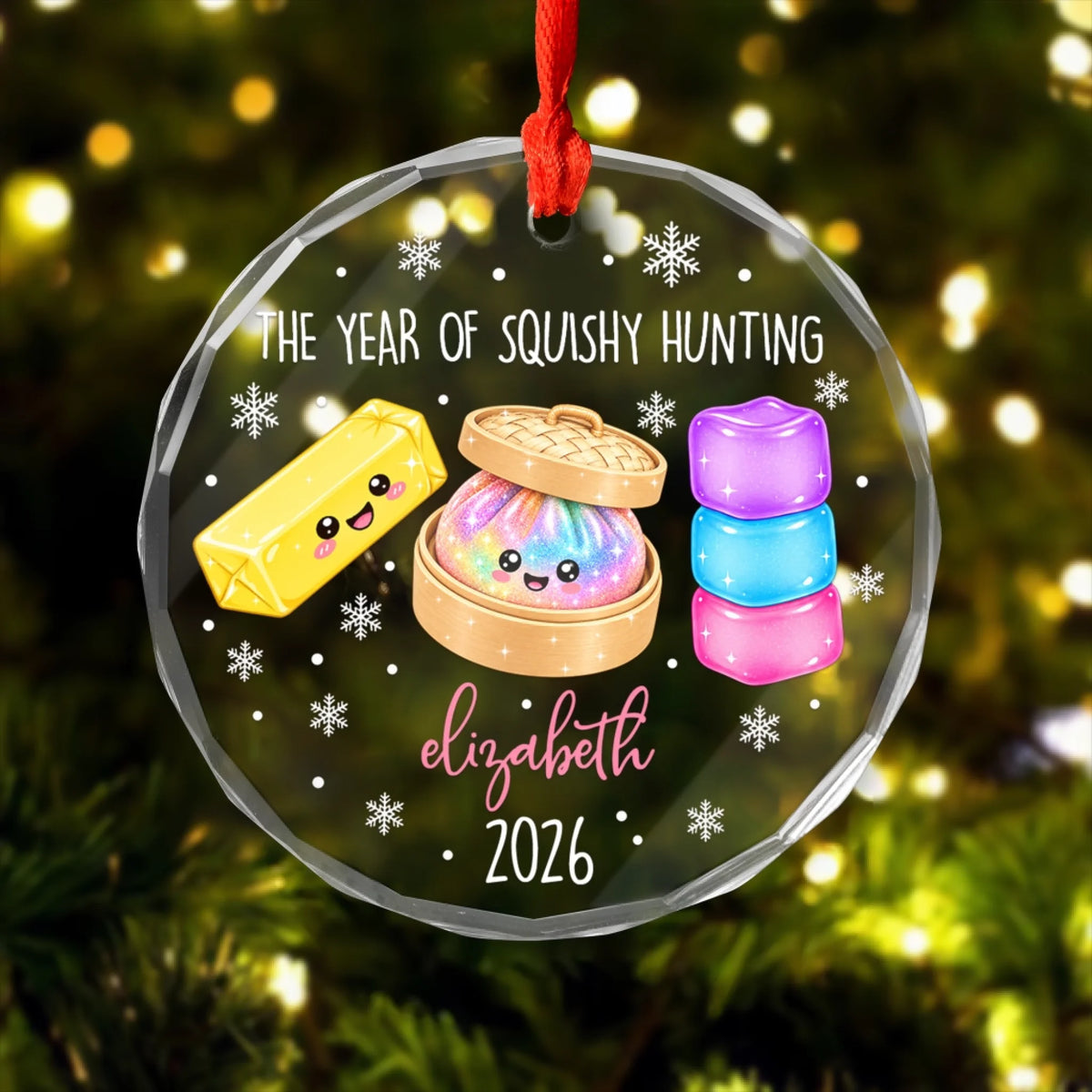 The Year Of Squishy Hunting - Personalized Glass Ornament, Viral Dumpling Squishy Gift, Children Christmas Gift
