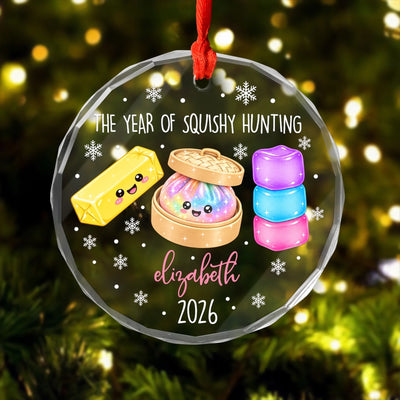 The Year Of Squishy Hunting - Personalized Glass Ornament, Viral Dumpling Squishy Gift, Children Christmas Gift