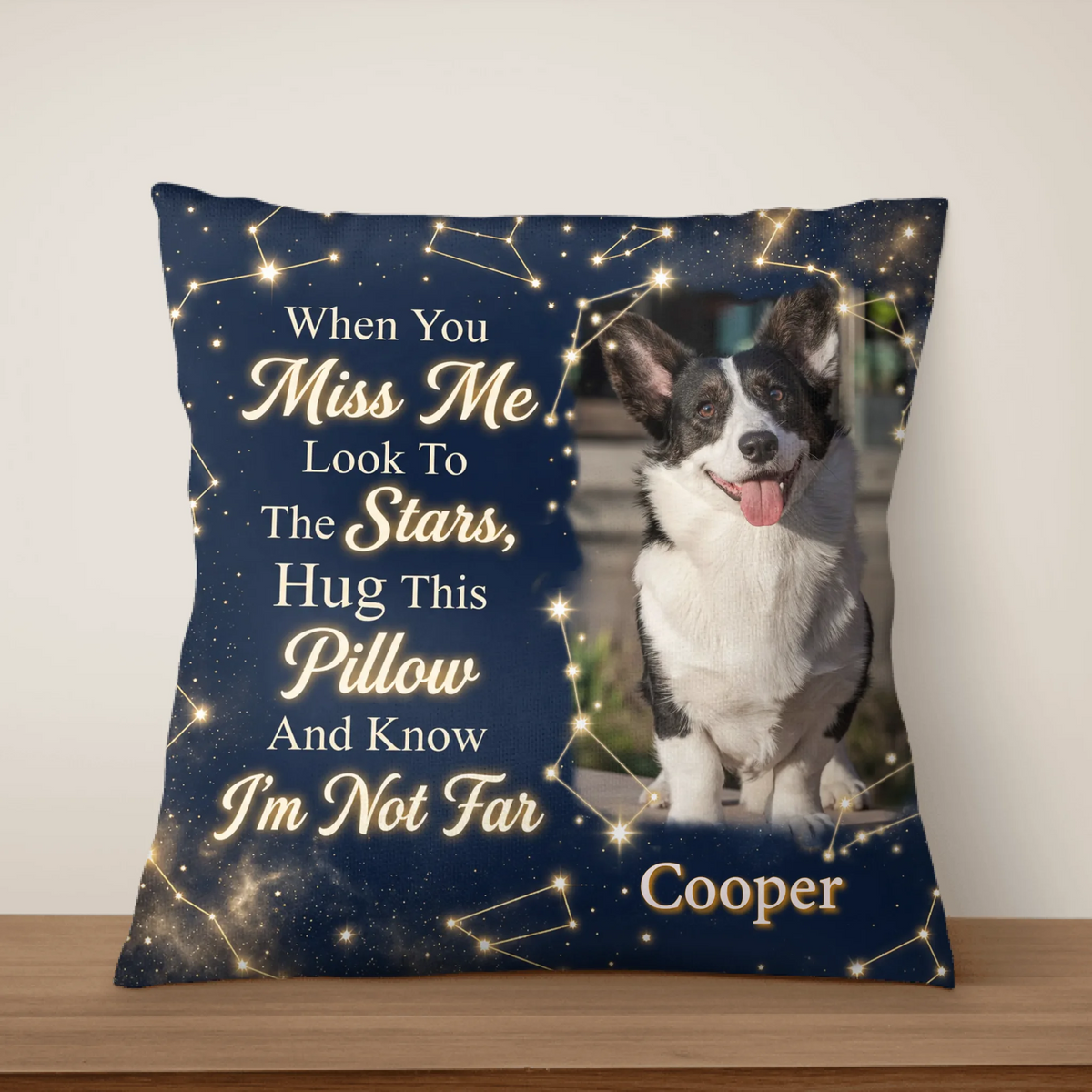Just A Hug Away - Personalized Pillow, Custom Name and Photo Pet Memorial Pillow, Sympathy Gift