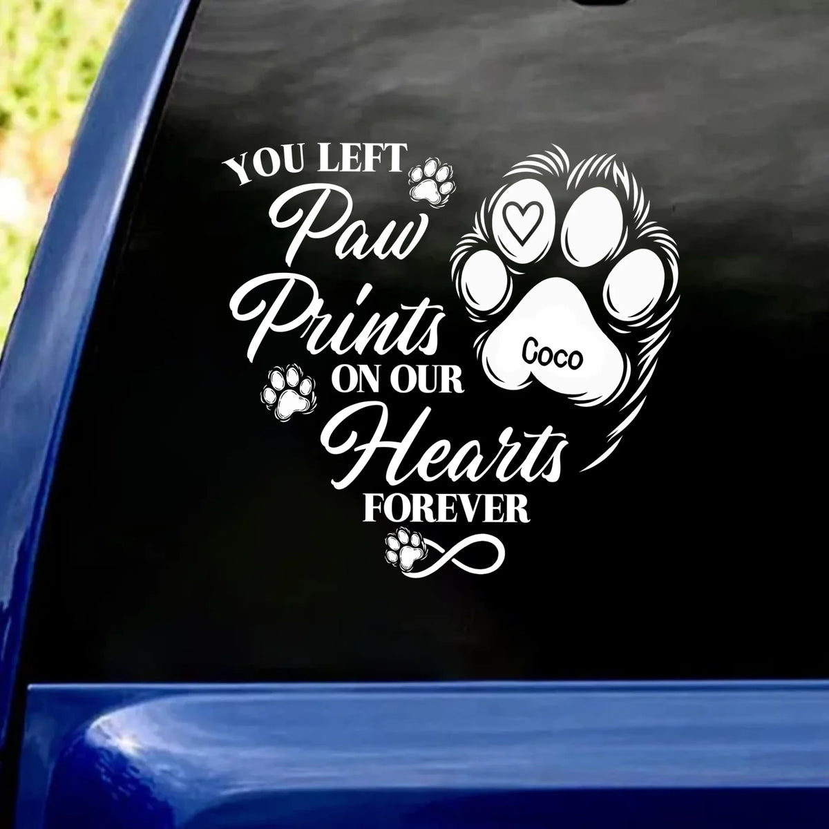Forever Loved Forever In Our Hearts – Personalized Decal, Custom Pet Loss Memorial Car Decal