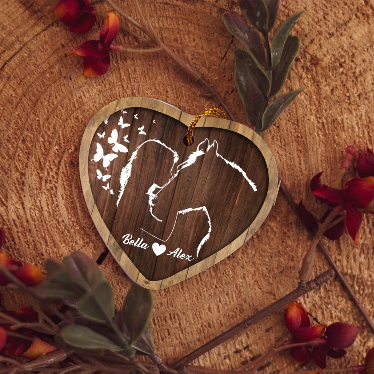 Custom Gift Christmas Ornament - Personalized Heart Ceramic Ornament