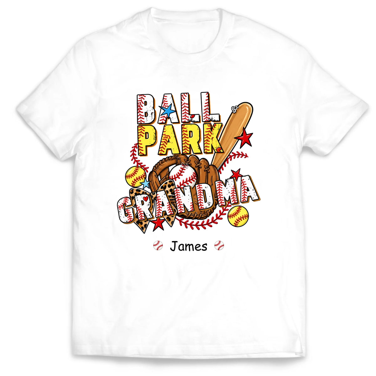 Ballpark Baseball Softball Mimi Game Day - Personalized T-Shirt, Grandma and Grandkids T-shirt