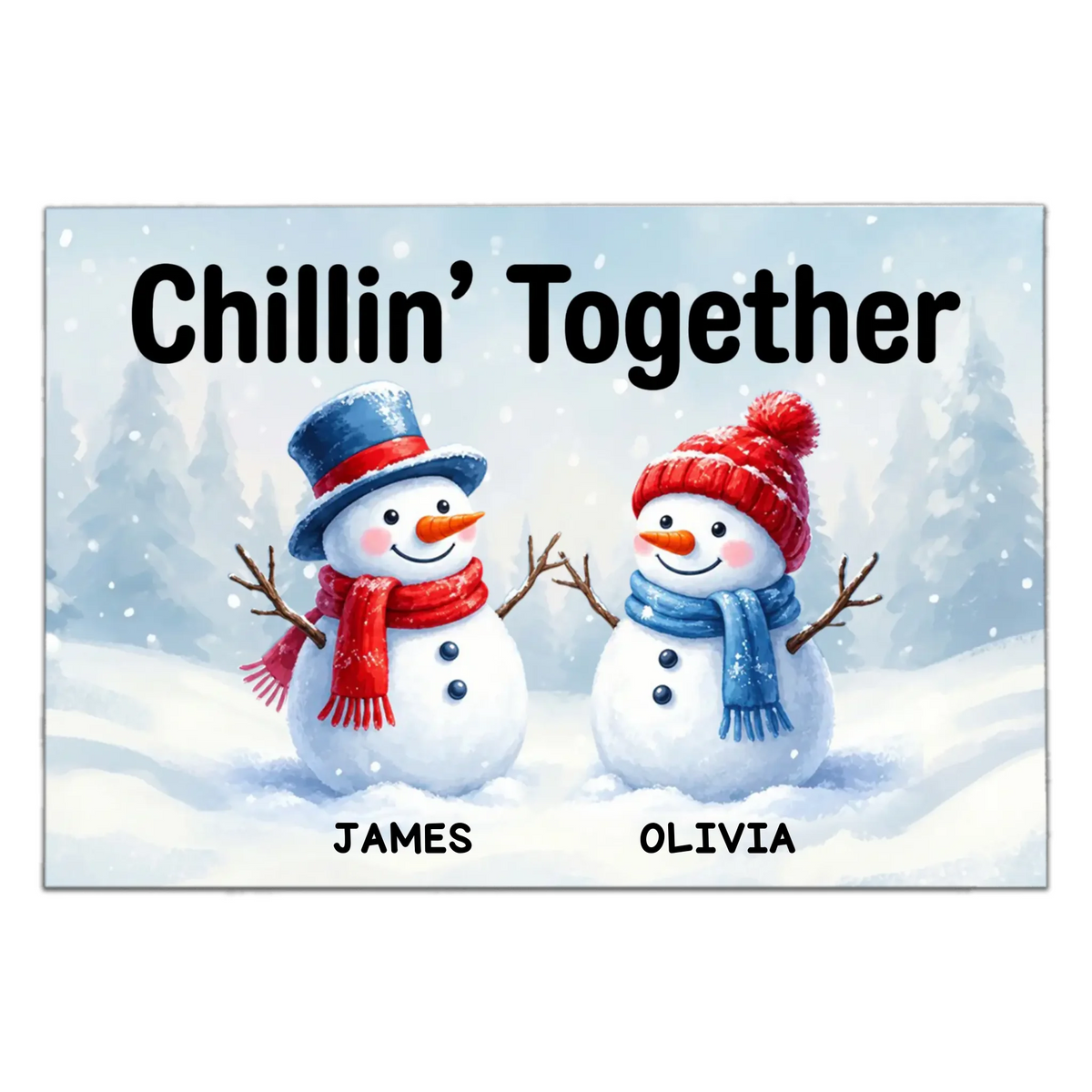 Chillin’ Together - Personalized Doormat, Custom Snowman Family Christmas Welcome Mat, Winter Entryway Decor, Holiday Family Gift
