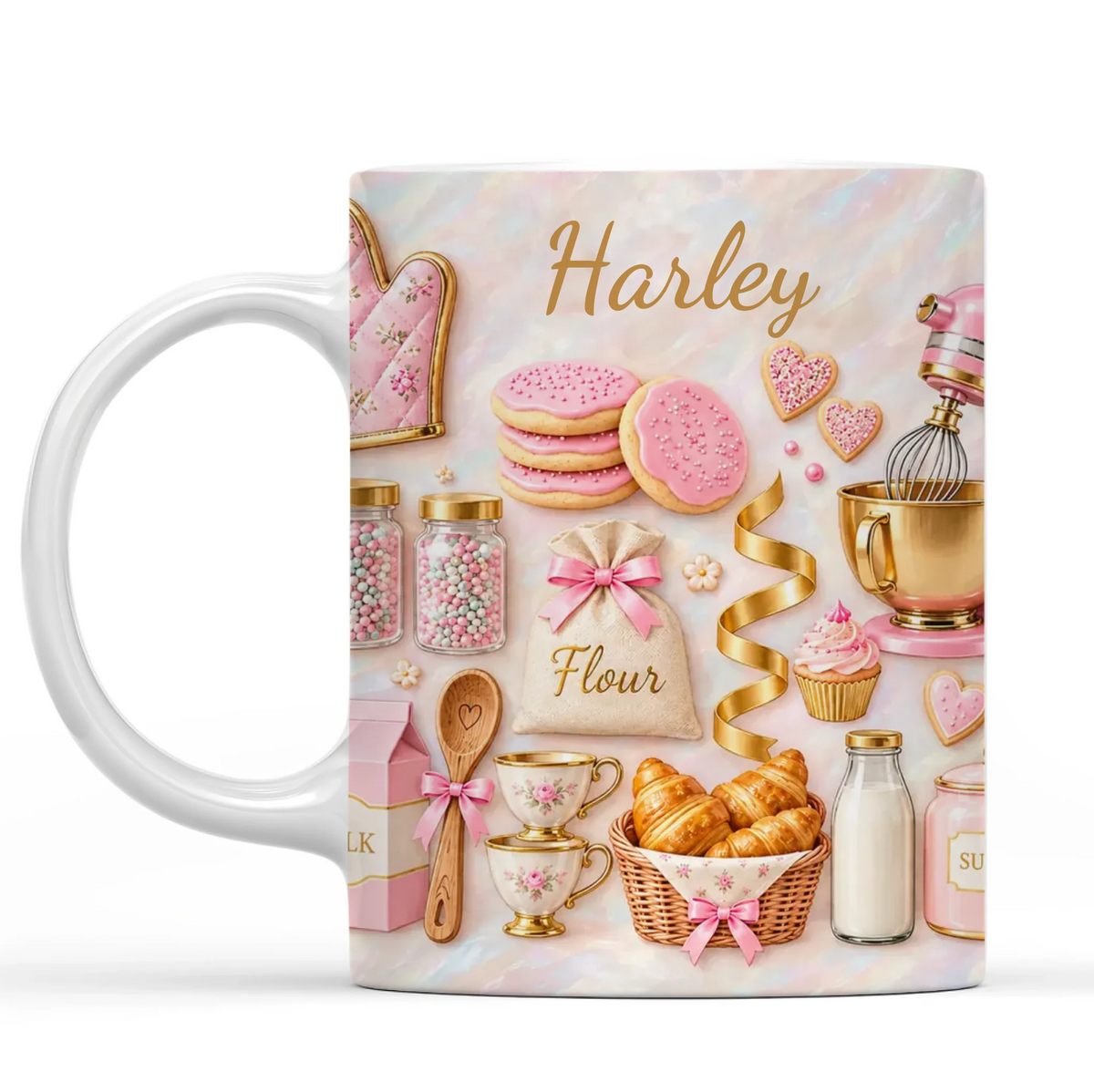 Beloved Cakes - Personalized 3D Inflated Effect Printed Mug, Custom Name Mug for Baking Lovers