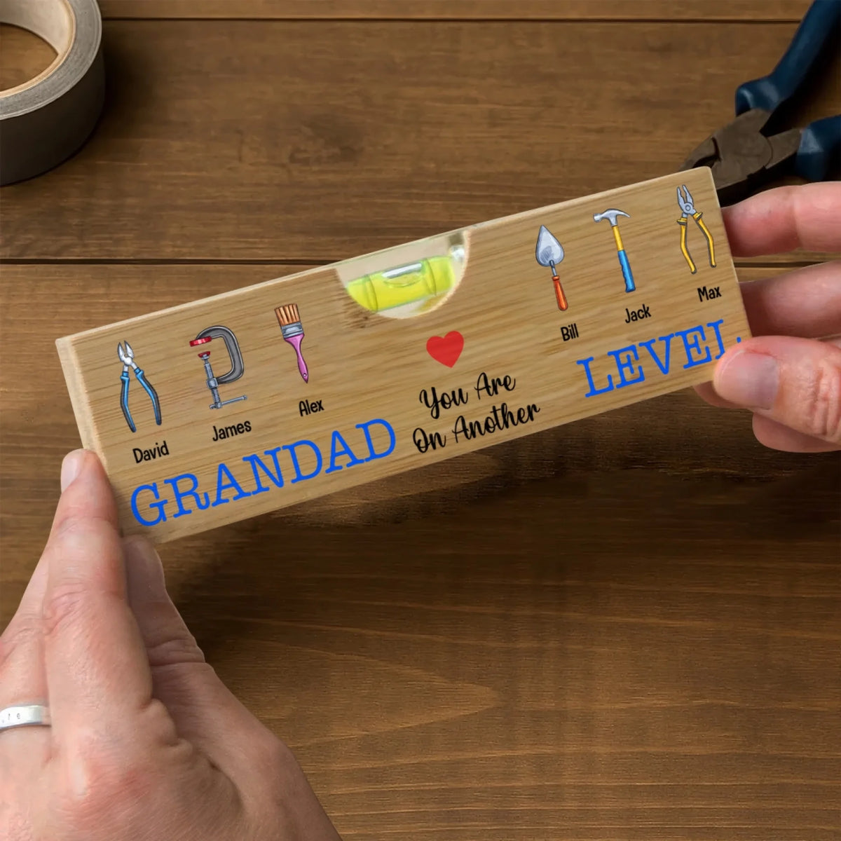 You Are On Another Level - Personalized Spirit Level Bottle Opener, Gift For Dad, Granddad