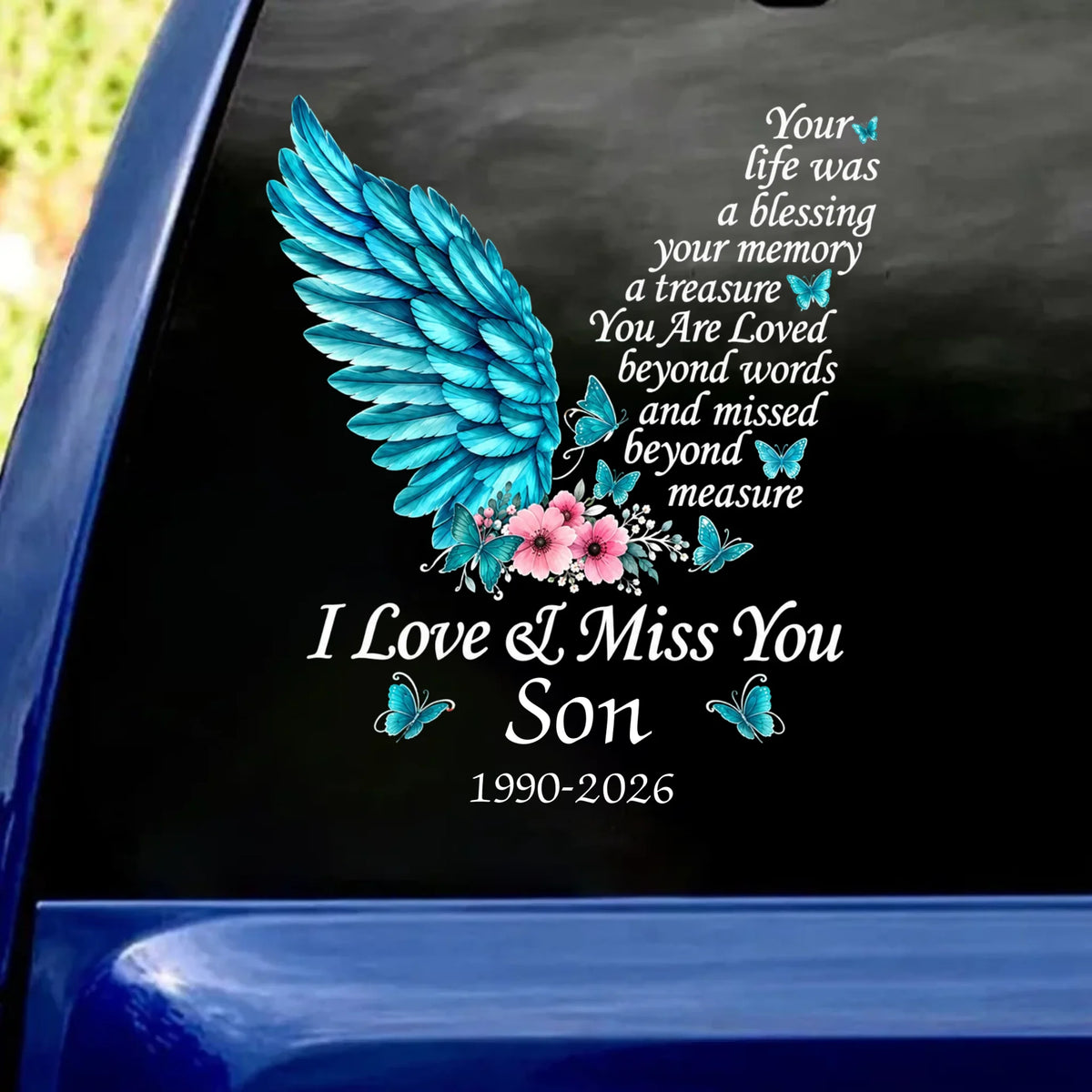 I Love &amp; Miss You - Personalized Decal, Memorial Gift for Lost Family Member, Remembrance Gift