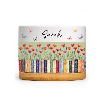 Books And Birth Flowers - Personalized Plant Pot, Book Lover Gift, Gift for Reader