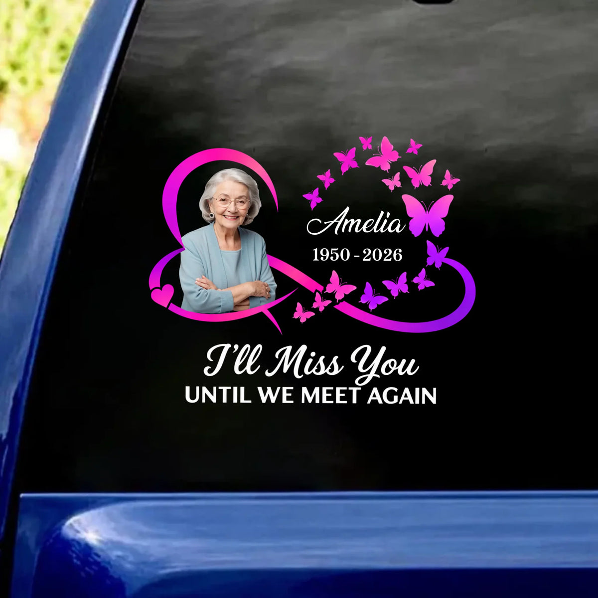 I'll Miss You Until We Meet Again - Personalized Decal, Heart and Infinity Symbol Memorial Decal, Remembrance Gift