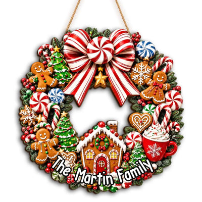 Merry Christmas Gingerbread - Personalized Wooden Sign, Festive Front Door Decor, Holiday Christmas Sign