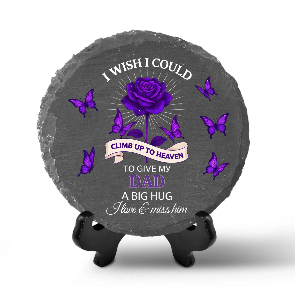 I Wish I Could Climb Up To Heaven To Give My Husband/Mom/Dad/... A Big Hug I Love &amp; Miss Him/Her - Personalized Memorial Stone, Memorial Gift For Loss Of Loved One
