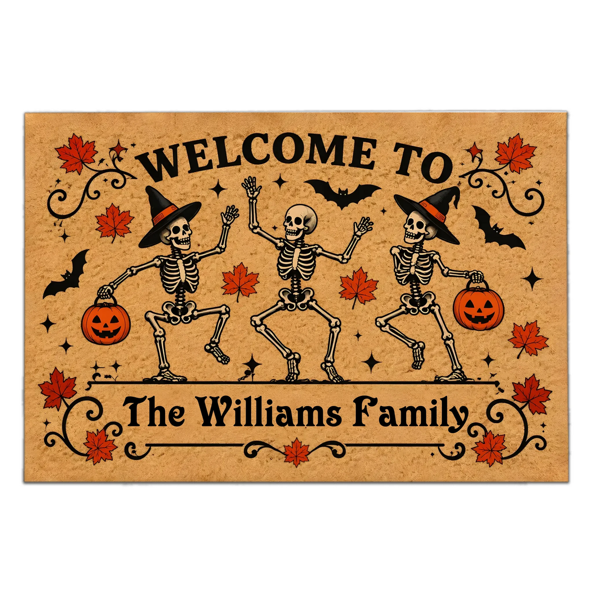 Our Little Bone Crew - Personalized Doormat, Custom Family Name Halloween Doormat, Gift For New House