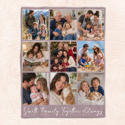 Family Always Together - Personalized Blanket, Custom Family Photo Blanket, Cozy Blanket Gift