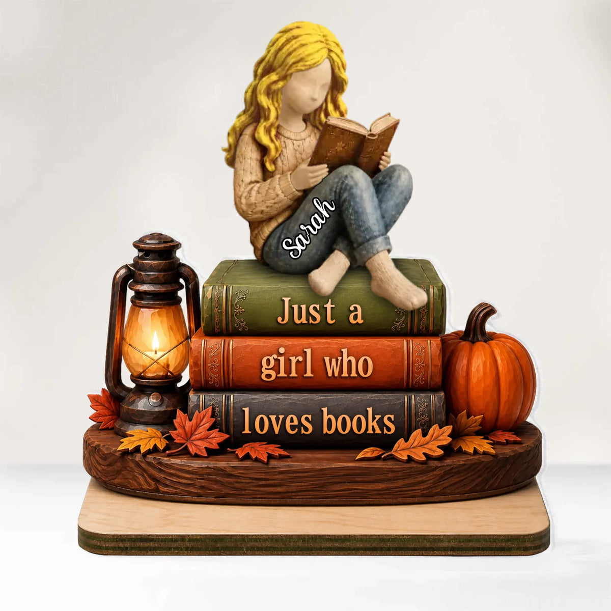 Just A Woman Who Loves Books- Personalized Acrylic Plaque, Fall Home Decor, Book Lovers Gift