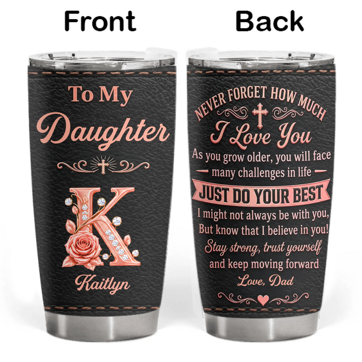 Never Forget How Much I Love You - Personalized Tumbler, Gift For Daughter, Granddaughter