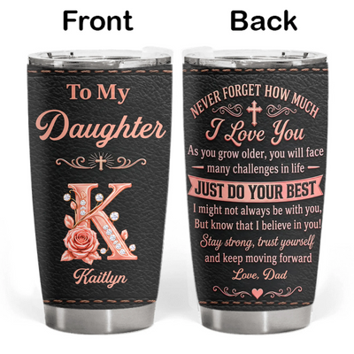 Never Forget How Much I Love You - Personalized Tumbler, Gift For Daughter, Granddaughter